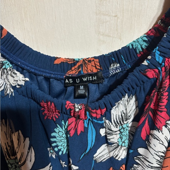 As U Wish Blue and Pink Bell Sleeve Maxi Sundress - Picture 2 of 5